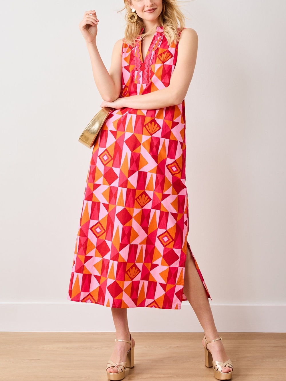 Printfresh Ocean View Long Tunic Dress in Underwater Mosaic Medium Abstract